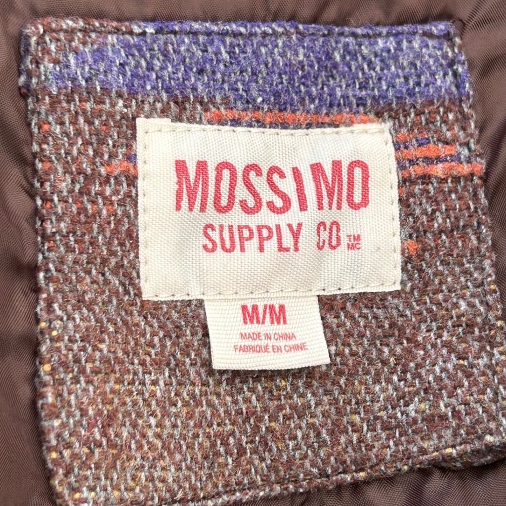 Mossimo Supply Co Southwestern Hooded Coat Brown Geometric Wool Blend Medium - Picture 8 of 13
